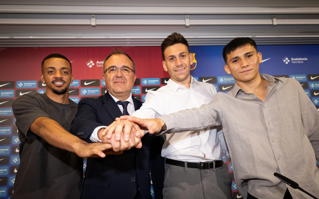 El Barça de fútbol sala presenta a Joao Victor, Luciano Gauna y Pol Pacheco: ambición para ganarlo&nbsp;todo